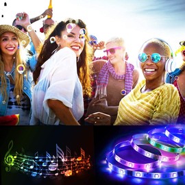 Battery Powered LED Strip Lights 25ft, Battery Operated LED Light Strip Color Changing Music Sync App Remote Control RGB USB Led Lights for TV, Room, Rope Lights