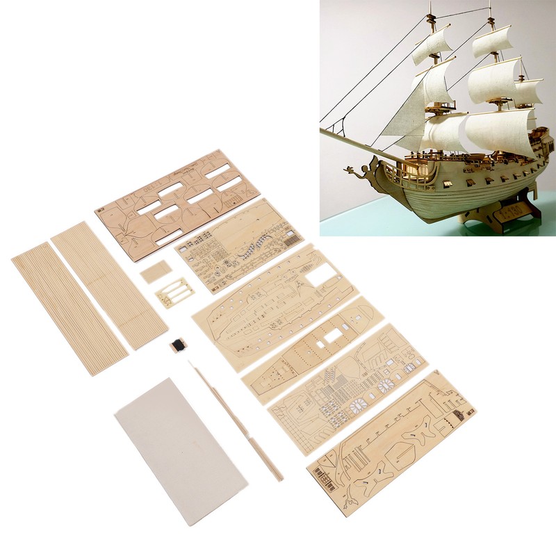 1: 130 Wooden Model Sailboat Kit for Adults Improve Hands
