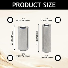 1/4" Square to Hex Adapter 4-Pack | Hardened Steel Hex Bit Holder for Impact Driver & Drill | Socket Bit Converter Tool with Magnetic Grip （20mm.30mm）