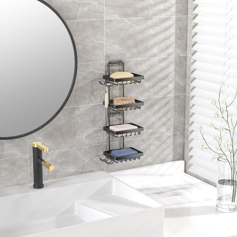 Moforoco 4 Tier Soap Bar Holder for Shower, No Drilling,