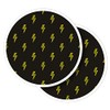 Vinyl Round Stickers (Set of 2) 7.5cm - Yellow Lightning
