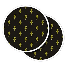 Vinyl Round Stickers (Set of 2) 7.5cm - Yellow Lightning Bolts Lightening Pattern for Laptops, Tablets, Luggage, Scrap Booking, Fridges #53588