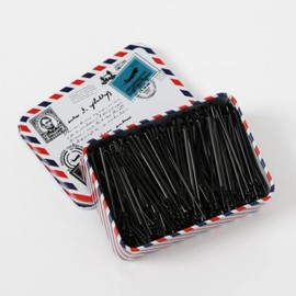 Muellery Black Bobby Pins Heavy Duty for Thick Hair Buns Tipped Flat Hair Pins with Case 200P Flat TPAF101504