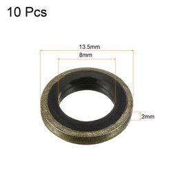 MECCANIXITY Bonded Sealing Washers M8 13.5x8x2mm Carbon Steel Nitrile Rubber Gasket, Pack of 10
