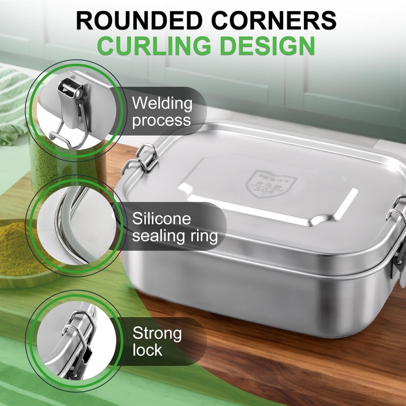 YILANJIN Stainless Steel Lunch Box, 1000 ml Lunch Box, Metal