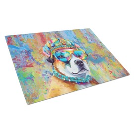 Caroline's Treasures DAC2450LCB Akita Hippie Dawg Glass Cutting Board Large Decorative Tempered Glass Kitchen Cutting and Serving Board Large Size Chopping Board