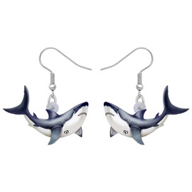 DUOWEI Novelty Large White Shark Acrylic Earrings Anime Jellyfish Turtle Dangle Jewellery Sea Animals Gifts, Acrylic, No Gemstone