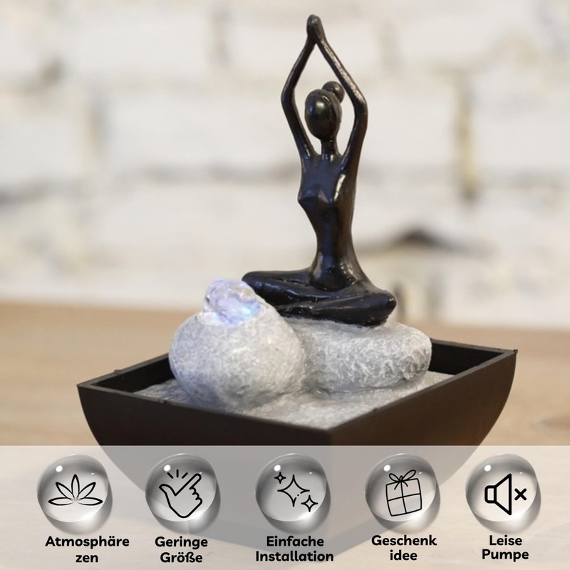 Zen'Light YOGA1 Springbrunnen Polyresin Schwarz 12 x 12 x 17