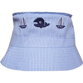 TeddyT's Baby Boy's Stripy Blue Nautical Bucket Summer Sun Hat (12-18 Months (50cm))