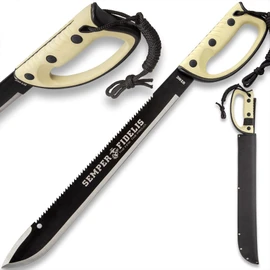 United Cutlery USMC Semper Fi Sawback Machete Knife with Sheath
