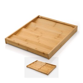 Copco 4 Tier Expandable Bamboo Spice Organizer for Drawers, Adjustable from 12.2 inch to 23 Inch, In Drawer Rack for Kitchen, Holds 32 Jars, Durable & Eco-Friendly Spice Storage Solution