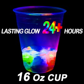 40 Pcs Glowing Party Cups for Indoor Outdoor Party Event Fun, Pack with Flashing color Bright Glow-In-The-Dark Colors for House Parties Birthdays Concerts Weddings BBQ Beach DJ Holidays(16oz)