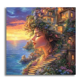 VAIIEYO - Kit de arte de diamantes para mujer, 5D para adultos, paisaje de pintura de diamantes, kit de pintura de diamantes, taladro completo, redondo de diamantes de imitación, lona para decoración