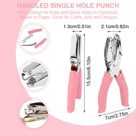 Rongon Single Hole Paper Punchers Set Handheld Hole Punch Tools 1/16" Small Circle and 1/8" Middle Circle One Hole Punch with Soft-Handled for Craft DIY Clothing Ticket Paper Tags