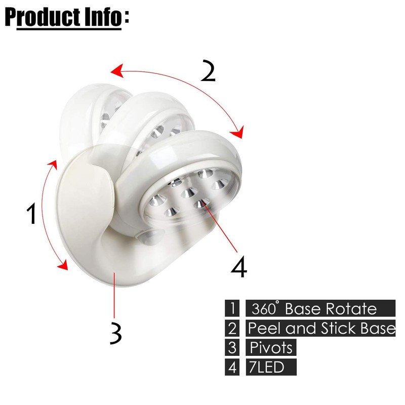 Motion Activated Cordless Light 7 LEDs in White Porches Decks