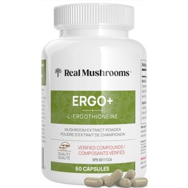 Real Mushrooms Real Mushrooms L-Ergothioneine, Oyster and Shiitake Mushroom Extracts - Source of Antioxidants Fungal Polysaccharides with Immunomodulating Properties Organic Vegan Supplements 60 Caps