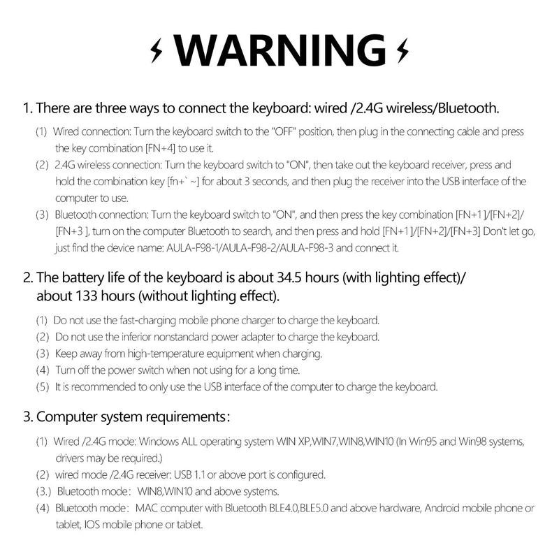 Wireless Gaming Keyboard, RGB Backlight Gaming Keyboard, Rechargeable Wireless Keyboard