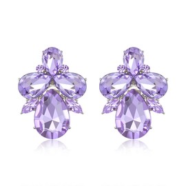 EVER FAITH Rhinestone Crystal Art Deco Stud Earrings Banquet Prom Sparkling Drop Marquise Earrings for Women Sapphire, Crystal