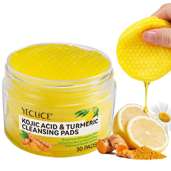 VEGCOO 50 Pcs Kojic Acid and Turmeric Face Cleansing Pads