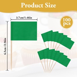100 Pack Toothpick Flags Blank Flag Toothpicks Food Labels for Party Buffet Cupcake Topper Sticks Food Tags Party Buffet Cheese Labels for Charcuterie Board Food Buffet Labels Cocktail Picks, Green
