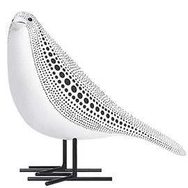 Quoowiit Bird Figurine, Modern Sculpture and Statues for Home Decor, Animal Statues for Bookshelf, Table, Entryway, Fireplace, Resin Decorative Sculpture with Chic Polka Dots Art Design (White)