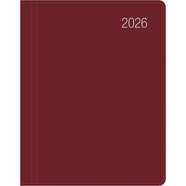 Taschenkalender bordeaux 2026 - Büro-Kalender 8,3x10,7- 1W/2S - flexibler Kunststoffeinband - 660-1011