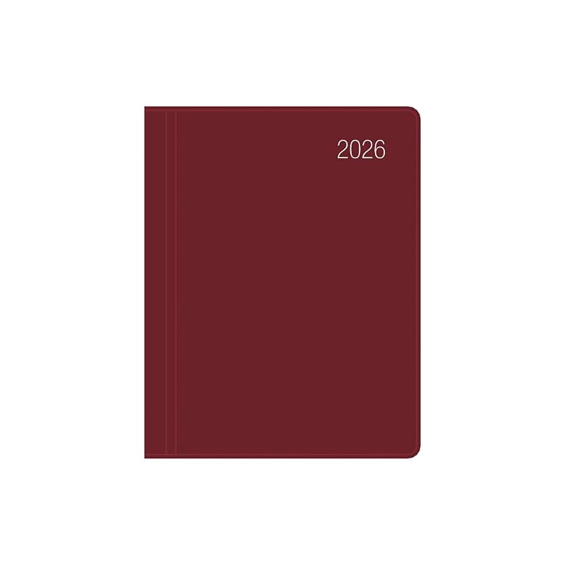 Taschenkalender bordeaux 2026 - Büro-Kalender 8,3x10,7- 1W/2S - flexibler Kunststoffeinband