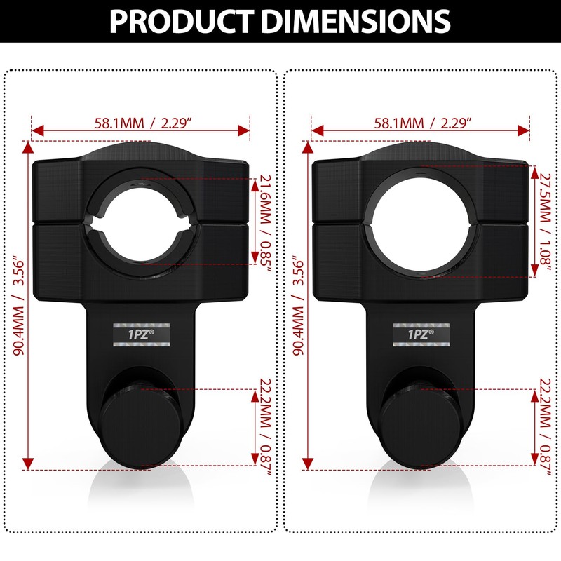 1PZ BB2-CD1 Pivoting Handlebar Clamp Risers Replacement for Universal Motorcycle