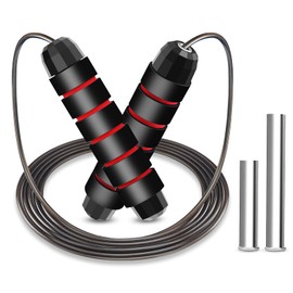 Howeet Weighted Jump Rope,Heavy Jump Rope with EVA Handle,Speed Rope,Adjustable Length of 9 Feet,Jump Rope with Ball Bearings Prevent Knotted,Suitable for Aerobic Exercise(Handle load 160g)…