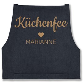 Geschenk mit Namen personalisiert by Shirtracer - Apron - Cooking Apron Women - Kitchen Fairy with Name I Gift Chef I Gift Cooking, 10 blue jeans