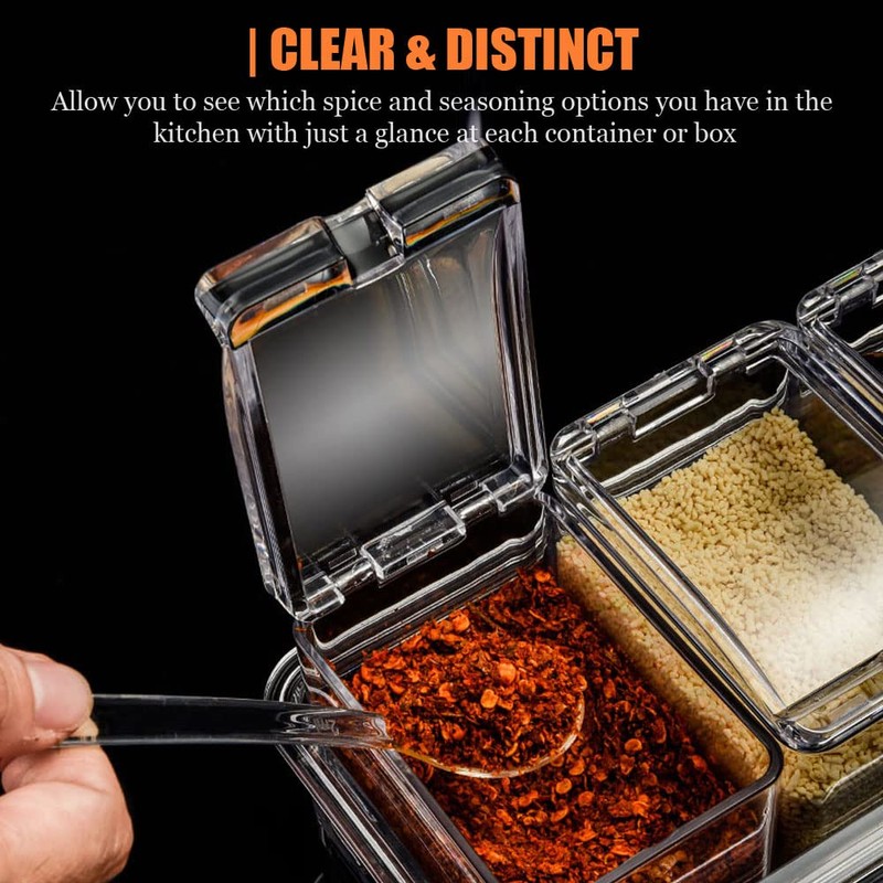 V·RESOURCING Clear Seasoning Box, 3 Pieces Seasoning Rack Spice Pots