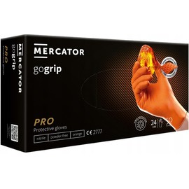 Nitrile Gloves Go Grip - Orange - S - Pack of 50 (25 Pairs) Powder-Free and Latex-Free Disposable Gloves I Protective Gloves I Durable I Work Gloves I Gardening Gloves I Disposable Gloves
