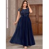 Knitee Women's Plus Size Sequin Floral Lace Formal Bridesmaid Party