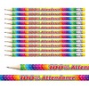 12 Rainbow Metallic 100% Attendance Award Pencils Colourful Pupil Children