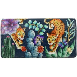 Anuschka Women’s Hand-Painted Genuine Leather RFID Blocking Accordion Flap Wallet - Wild Desert