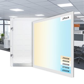 2 Pack 2x2 LED Flat Panel Light, 5 CCT 5 Power Modes Adjustable LED Ceiling Light, 40W/5000LM Recessed Drop Ceiling Lights Fixtures, 0-10V Dimmable Troffer Light for Office/Home-ETL, FCC, CE