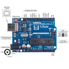 Miuzei Starter Kit Compatible with Arduino Projects with Microcontroller, LCD1602 Module, Breadboard, Power Supply, Servo, Sensors, Jumper Wires, LEDs, Detailed Tutorial MA13