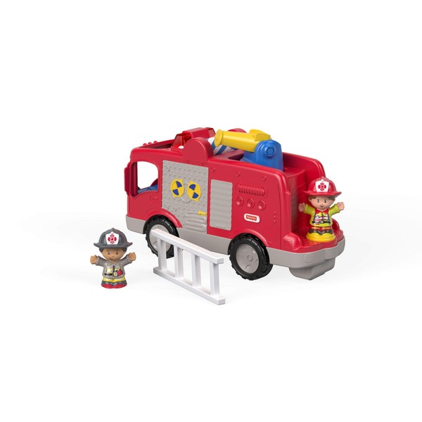 Fisher-Price Little People Helping Others Fire Truck, musical toy fire engine with figures for toddlers and preschoolers ages 1-5 years, FPV29