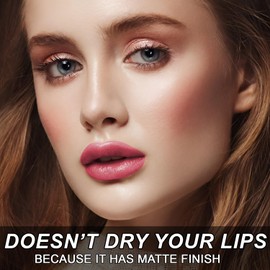 DISURI Beauty Matte Liquid Lipstick for Girls & Women - Non-Sticky & Matte Lipstick Long Lasting 12-0.8 FL Oz - Perfect for Any Occasion - Cruelty Free Lipstick - (What's Poppin? : 19)