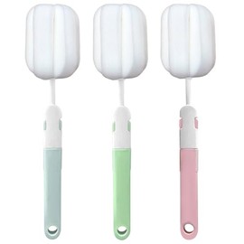 Sponge Bottle Brushes 3 Piece Baby Bottle Brushes Long Handle Cup Scrubber Brush Portable Sponge Bottle Cleaning Brush (3PCS)