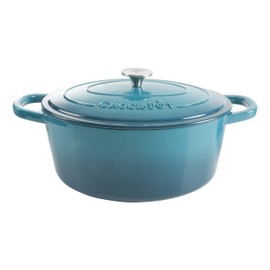 Crock-Pot Artisan Oval Enameled Cast Iron Dutch Oven, 7-Quart, Teal Ombre