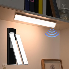 Full-Screen Under Cabinet Lighting, Touch Control Motion Sensor Light Indoor, Rechargeable Under Cabinet Lights, LED Under Counter Lights for Kitchen Cabinet Closet Stairs (Silver, 9.5IN-2Pack)