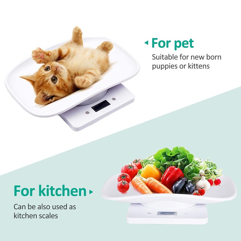 Digital Pet Scale, Small Animal Scale with Tape Measure, Kitchen