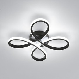 Comely LED Ceiling Light, 30 W, 3400 lm, Modern LED Ceiling Lighting, Flower Shape for Balcony, Hallway, Bedroom, Living Room and Dining Room, Cool White Light 6500 K, Black, 30 cm