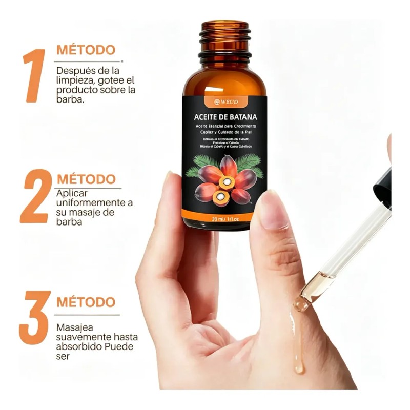 Aceite Batana 100% Natural Para Crecimiento Y Cuidado Barba