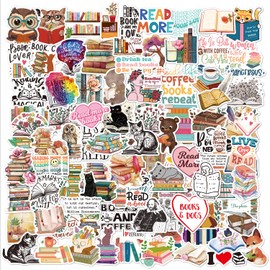 Kindle Stickers 100 Pcs,Cute Bookish Reading Stickers Packs for Journal Water Bottle Scrapbook Phone Luggage, Funny Booktok Vinyl Waterproof for Teens Adults