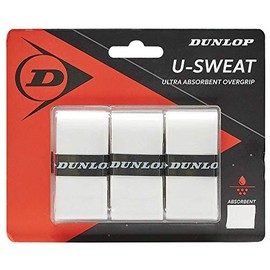 Dunlop DTA2041 U-SWEAT Tennis Hard Tennis Overgrip Dry Type, Pack of 3, White