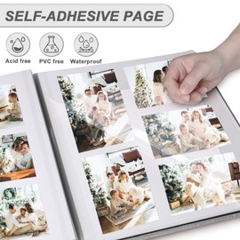 Photo Album Self Adhesive Pages for 4x6 5x7 8x10 Pictures Scrapbook Magnetic Photo Albums with Sticky Pages Books with A Metallic Pen for Baby Wedding Family 11x10.6 Pink 40 Pages