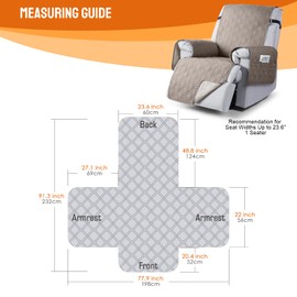 VANSOFY Waterproof Recliner Chair Covers, Recliner Cover Non-Slip Dog Chair Cover Furniture Protector Washable Slipcover with Pocket, Elastic Straps for Pets, Dogs(Khaki, 23.6")