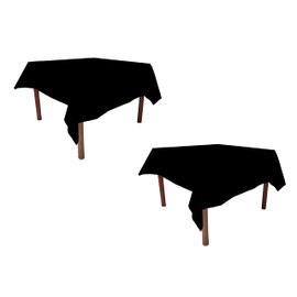 Weavric Pack of 2 Square Tablecloth, 52 X 52 Inches, Washable Reusable Black Tablecloth with Hemmed Edge for Card Table, Kitchen, Dinner, Wedding, Party